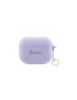 Guess Silicone Charm Heart Collection dėklas, skirtas AirPods Pro 2 – violetinis