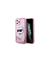 Karl Lagerfeld Glitter Choupette Head dėklas iPhone 12 / iPhone 12 Pro - rožinis