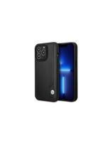 BMW Leather Blue Dots dėklas iPhone 14 Pro Max - juodas