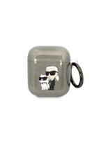 Karl Lagerfeld Glitter Karl&Choupette dėklas, skirtas AirPods 1/ 2 - juodas