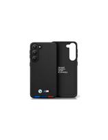 BMW Leather Stamp Tricolor dėklas Samsung Galaxy A54 - juodas