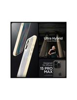 Spigen Crystal Hybrid dėklas, skirtas iPhone 15 Pro Max - skaidrus ir smėlio spalvos