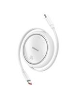 Baseus Free2Draw Mini USB-C – USB-C 100W 1m ištraukiamas laidas – baltas