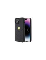 Ferrari Quilted Metal Logo dėklas, skirtas iPhone 15 Plus - juodas