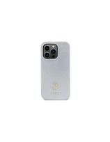 Guess Strass Metal Logo dėklas iPhone 15 Plus - sidabrinis