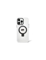 Karl Lagerfeld žiedinis stovas Karl Head MagSafe dėklas iPhone 15 Pro - baltas
