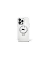 Karl Lagerfeld Ring Stand Choupette Head MagSafe dėklas iPhone 15 Plus - baltas