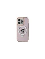 Karl Lagerfeld Ring Stand Karl&Choupette MagSafe dėklas iPhone 15 Plus - rožinis
