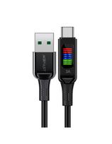 Acefast C7-04 USB-A USB-C 60W 1,2 m laidas su ekranu – juodas