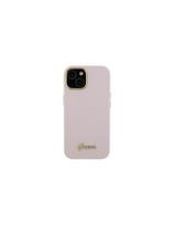 Guess Silicone Script Metal Logo & Frame dėklas iPhone 15 Pro - rožinis