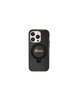 Guess Ring Stand Script Glitter MagSafe dėklas, skirtas iPhone 11 / Xr - juodas