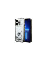 Karl Lagerfeld Liquid Glitter Choupette dėklas iPhone 14 Pro - skaidrus