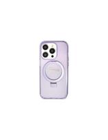 Guess Ring Stand Script Glitter MagSafe dėklas, skirtas iPhone 11 / Xr - violetinė