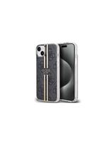 Guess IML 4G Gold Stripe dėklas, skirtas iPhone 15 Plus / 14 Plus - juodas