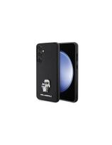 Karl Lagerfeld Saffiano Karl&Choupette Metal Pin dėklas Samsung Galaxy S24 - juodas