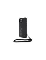 BMW Signature Leather Wordmark laido dėklas, skirtas iPhone 15/14/13 – juodas