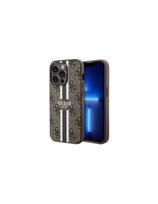 Guess 4G Printed Stripes MagSafe dėklas iPhone 15 Pro - rudas