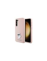 Karl Lagerfeld Silicone Choupette Metal Pin dėklas Samsung Galaxy S23+ - rožinis