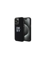 DKNY Liquid Silicone Metal Logo dėklas iPhone 15 Pro - juodas