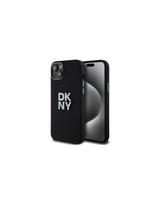 DKNY Liquid Silicone Metal Logo dėklas, skirtas iPhone 15 Plus / 14 Plus - juodas