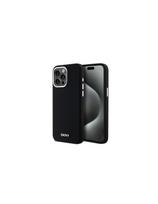 DKNY skysto silikono mažas metalinis logotipas MagSafe dėklas, skirtas iPhone 15 Pro Max - juodas
