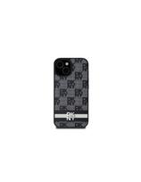 DKNY odinis languotas monofoninis dėklas su spausdintomis juostelėmis, skirtas iPhone 15/14/13 – juodas