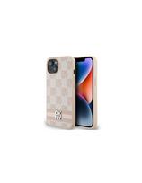 DKNY odinis languotas monofoninis dėklas su spausdintomis juostelėmis iPhone 15 / 14 / 13 - rožinis