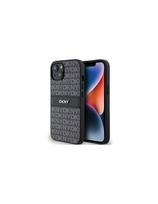 DKNY odinis mono juostinis ir metalinis logotipo dėklas, skirtas iPhone 15/14/13 – juodas