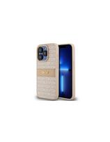 DKNY Leather Mono Stripe & Metal Logo dėklas iPhone 15 Pro - rožinis