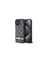 DKNY odinis languotas monofoninis dėklas su spausdintomis juostelėmis, skirtas iPhone 15 Plus / 14 Plus – juodas