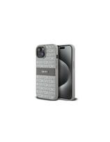 DKNY Leather Mono Stripe & Metal Logo dėklas, skirtas iPhone 15 / 14 / 13 - smėlio spalvos
