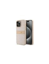 DKNY Leather Mono Stripe & Metal Logo dėklas, skirtas iPhone 15 Pro Max - rožinis