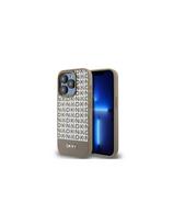 DKNY odinis margintas metalinis logotipas MagSafe dėklas, skirtas iPhone 15 Pro Max – rudas
