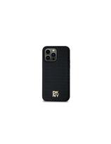 DKNY Leather Pattern Metal Logo MagSafe dėklas Samsung Galaxy S24+ - juodas
