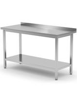 Sieninis valgomojo stalas su briauna ir lentyna 140x70x85 cm - Hendi 812747