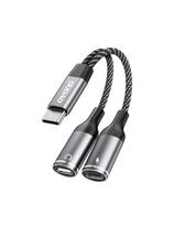 2in1 adapterio skirstytuvas USB-C maitinimui ir ausinėms – pilka