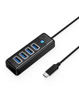 Stebulės skirstytuvas PW4U-C3 USB-C - 4x USB-A - juodas