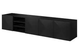 TV staliukas prie sienos Asha 200 cm, juoda matinė