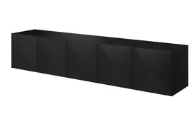 TV staliukas prie sienos Asha 200 cm, juoda matinė