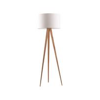 Baltas trikojis medinis grindų šviestuvas Zuiver Tripod Wood, ø 50 cm