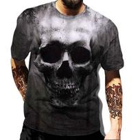 Men's Skull Print T-Shirt, Street Style, Casual, Fashionable, Breathable, Sporty XS