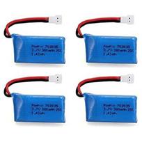 4-Pack LiPo Batteries 3.7V 380mAh for RC Drones | Compatible with HUBSAN X4, JXD 385 | Extended Flight Time, Blue mėlyna