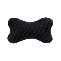 Automobilio sėdynės galvos atramos pagalvė EVAtech 27x16 cm - juoda / mėlynos siūlės
