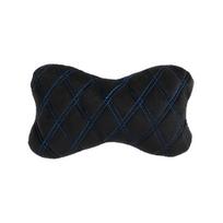 Automobilio sėdynės galvos atramos pagalvė EVAtech 27x16 cm - juoda / mėlynos siūlės