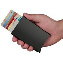 Pop-Up kortelių laikiklis – aliuminio dėklai apsaugo (RFID saugus) Juodas