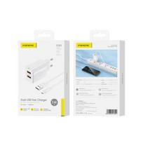 FONENG EU63 įkroviklis - 2xUSB - 12W su micro USB laidu, baltas