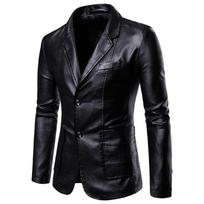 Men's Leather Business Style Suit Jacket Washed Leather Jacket Single-breasted Casual Youth Plus Size Plus Jacket 4XL juoda