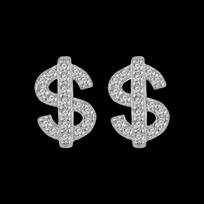 ZAKOL Shiny Rhinestone Dollar Shape Hip Hop Rock Stud Earrings Iced Out Zircon Fashion Party Zircon for Women Men