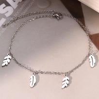 Bohemian Style Stainless Steel Simple Leaf Anklet Women's Summer Beach Anklet