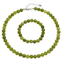 Natūralaus akmens peridoto vėrinys ir apyrankės rinkinys Bohemiškas moteriškas madingas elegantiškas šventinis vakarėlis Rankų darbo cirkonis peridotas